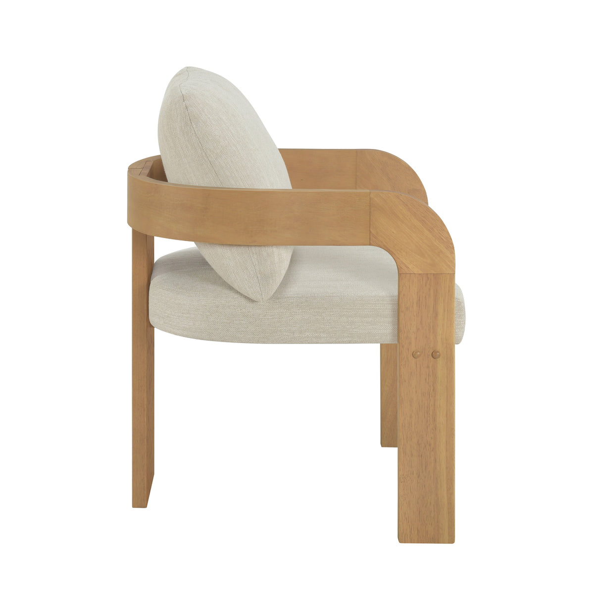 Evocative Yorick Modern Dining Chair Set of 2 with Cushion, Solid Wood Dining Room Armchair Set, Curved Backrest Kitchen Side Chair, Living Room Comfy Extra Seat, Natural+Beige