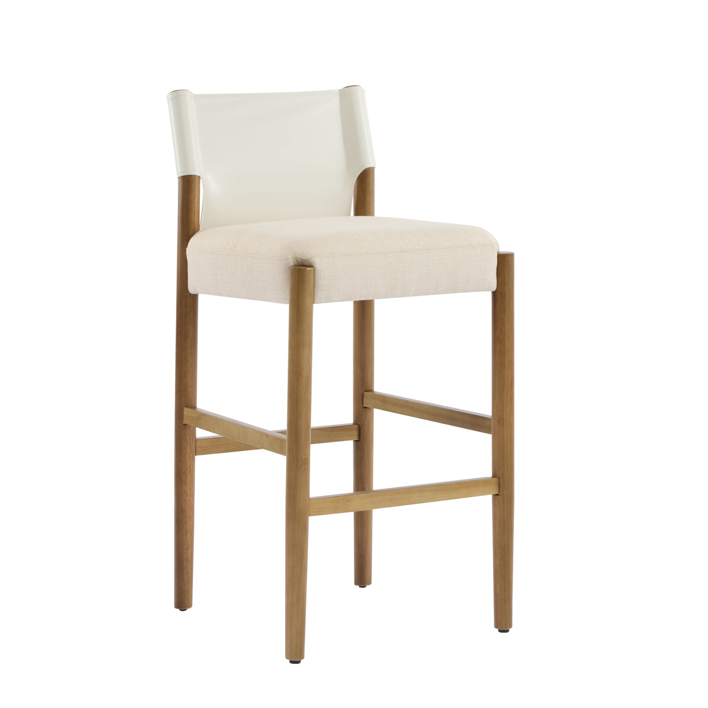 Wrenar Modern Solid Wood Bar Stool with Polyester Cushion,Set of 2