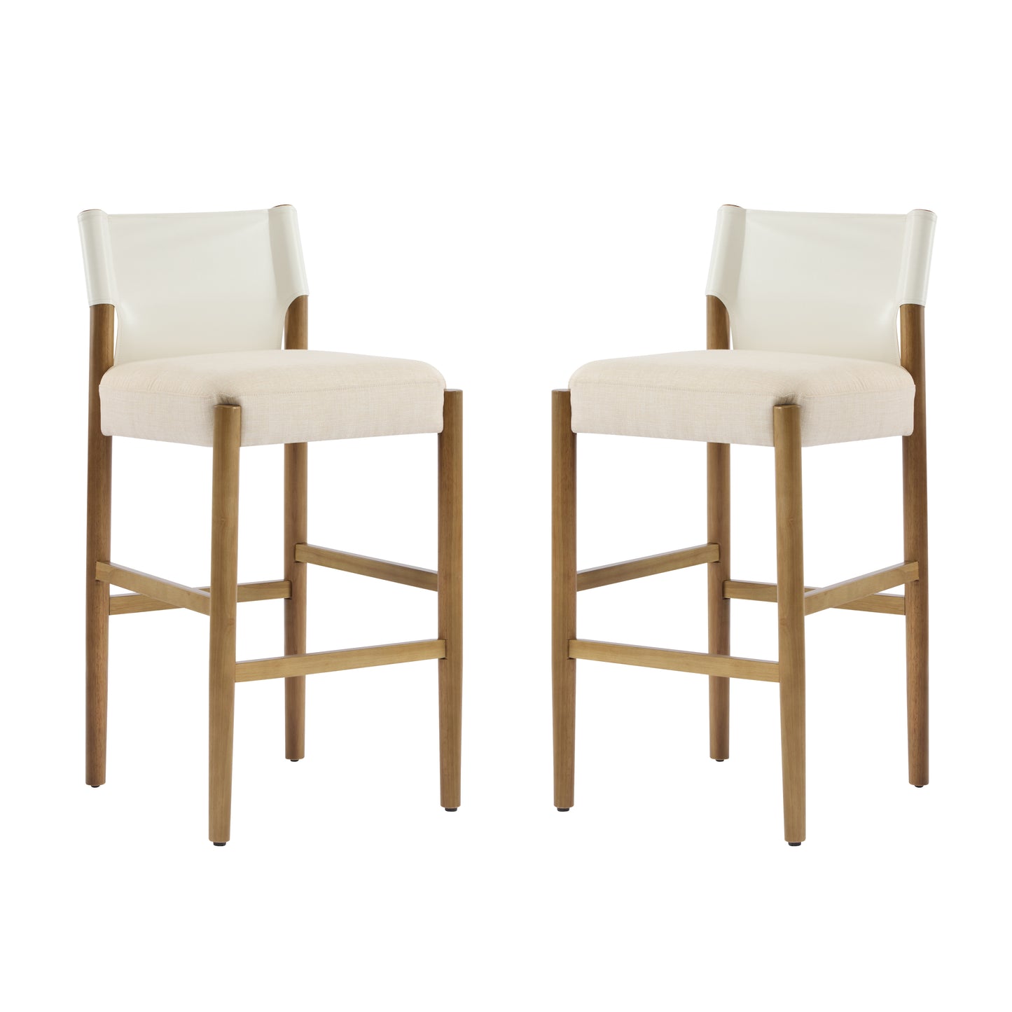 Wrenar Modern Solid Wood Bar Stool with Polyester Cushion,Set of 2