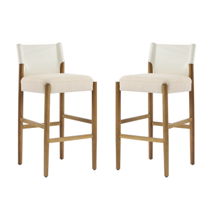 Wrenar Modern Solid Wood Bar Stool with Polyester Cushion,Set of 2