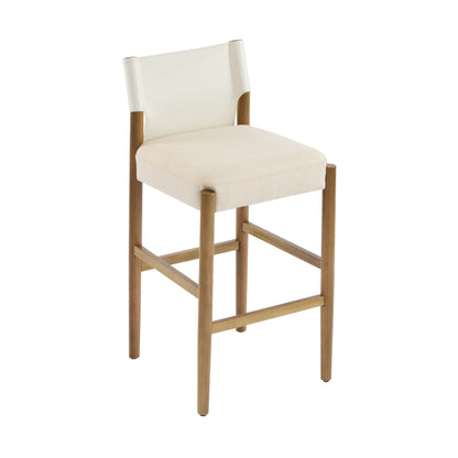 Wrenar Modern Solid Wood Bar Stool with Polyester Cushion,Set of 2