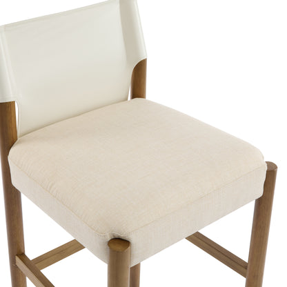 Wrenar Modern Solid Wood Bar Stool with Polyester Cushion,Set of 2