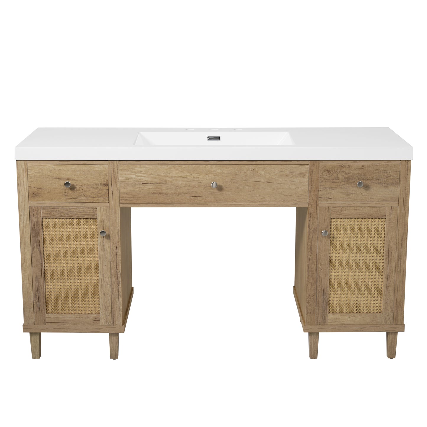 Carew 60-Inch Modern Bathroom Vanity – Spacious SMC Sink Cabinet with Soft-Close Drawers, Tip-Out Tray