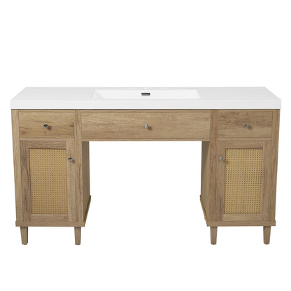 Carew 60-Inch Modern Bathroom Vanity – Spacious SMC Sink Cabinet with Soft-Close Drawers, Tip-Out Tray
