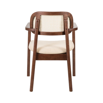Orrin Modern Dining Chairs, Rattan Weave & Padded Seat with Comfortable Armrests,Set of 2