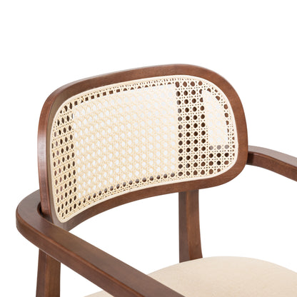 Orrin Modern Dining Chairs, Rattan Weave & Padded Seat with Comfortable Armrests,Set of 2