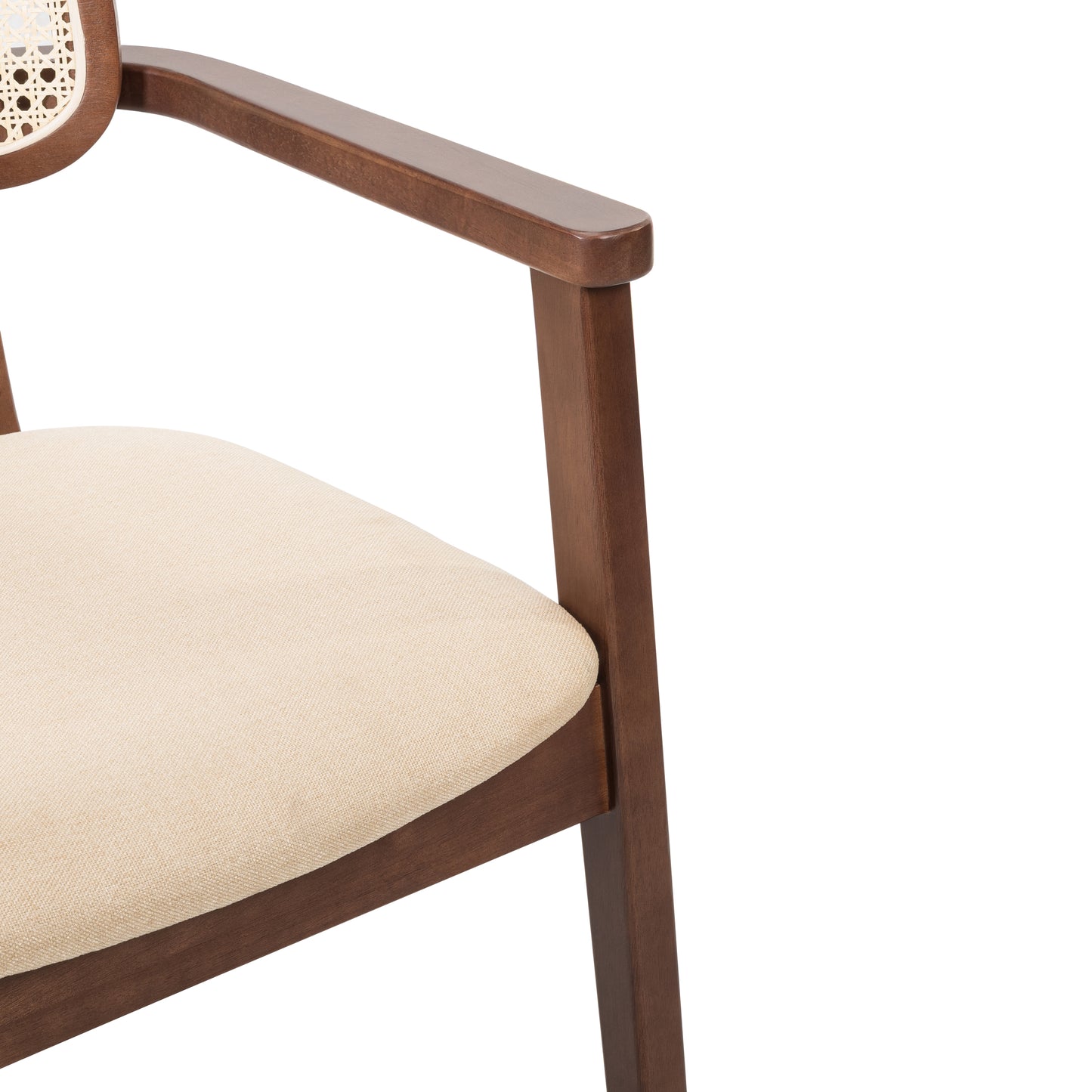 Orrin Modern Dining Chairs, Rattan Weave & Padded Seat with Comfortable Armrests,Set of 2