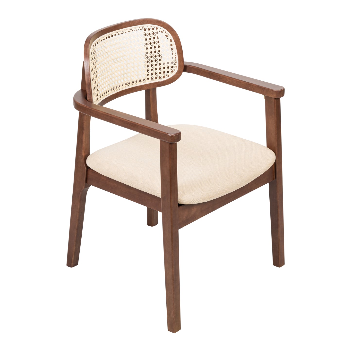 Orrin Modern Dining Chairs, Rattan Weave & Padded Seat with Comfortable Armrests,Set of 2
