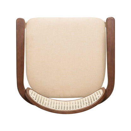 Orrin Modern Dining Chairs, Rattan Weave & Padded Seat with Comfortable Armrests,Set of 2