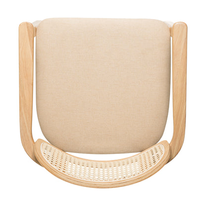 Orrin Modern Dining Chairs, Rattan Weave & Padded Seat with Comfortable Armrests,Set of 2