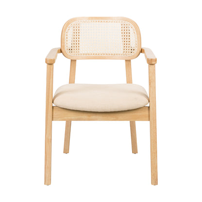 Orrin Modern Dining Chairs, Rattan Weave & Padded Seat with Comfortable Armrests,Set of 2