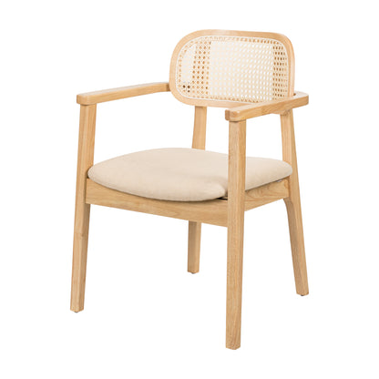 Orrin Modern Dining Chairs, Rattan Weave & Padded Seat with Comfortable Armrests,Set of 2