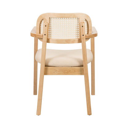 Orrin Modern Dining Chairs, Rattan Weave & Padded Seat with Comfortable Armrests,Set of 2