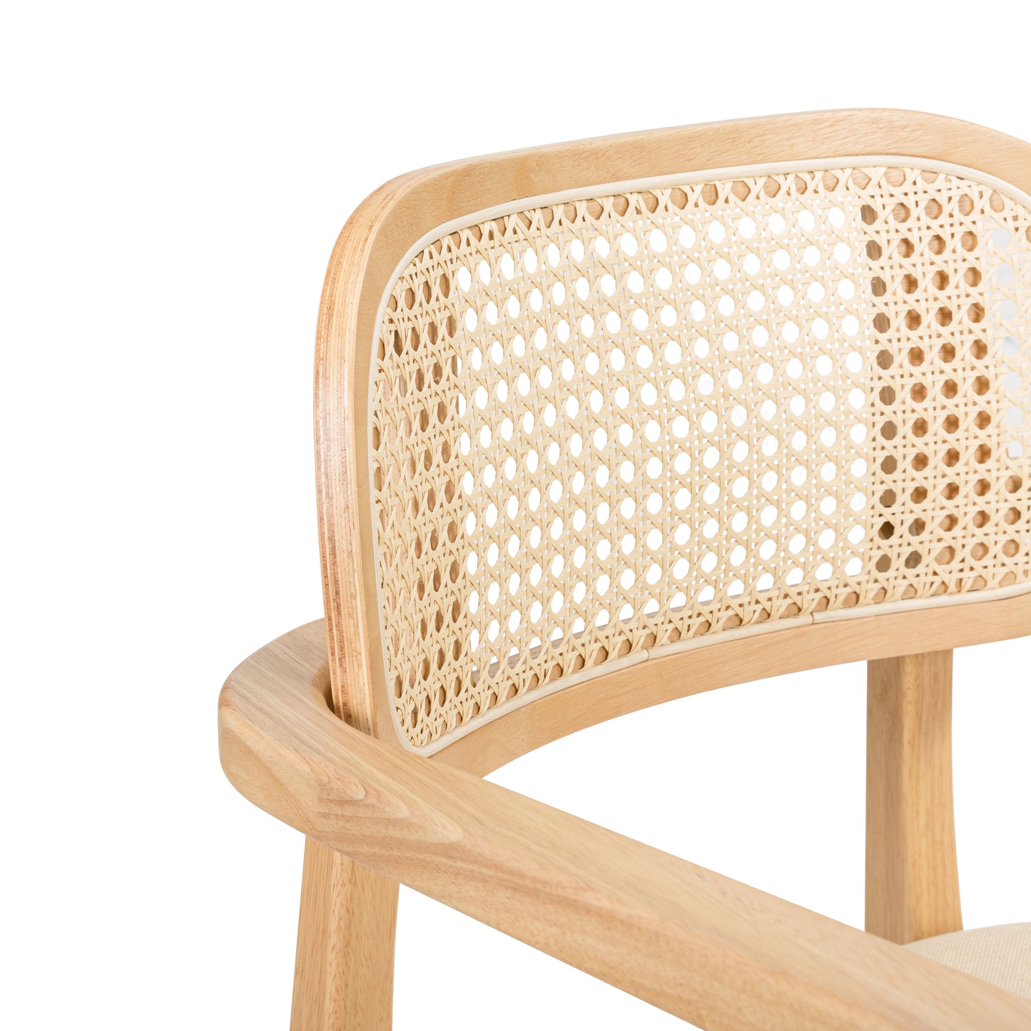 Orrin Modern Dining Chairs, Rattan Weave & Padded Seat with Comfortable Armrests,Set of 2