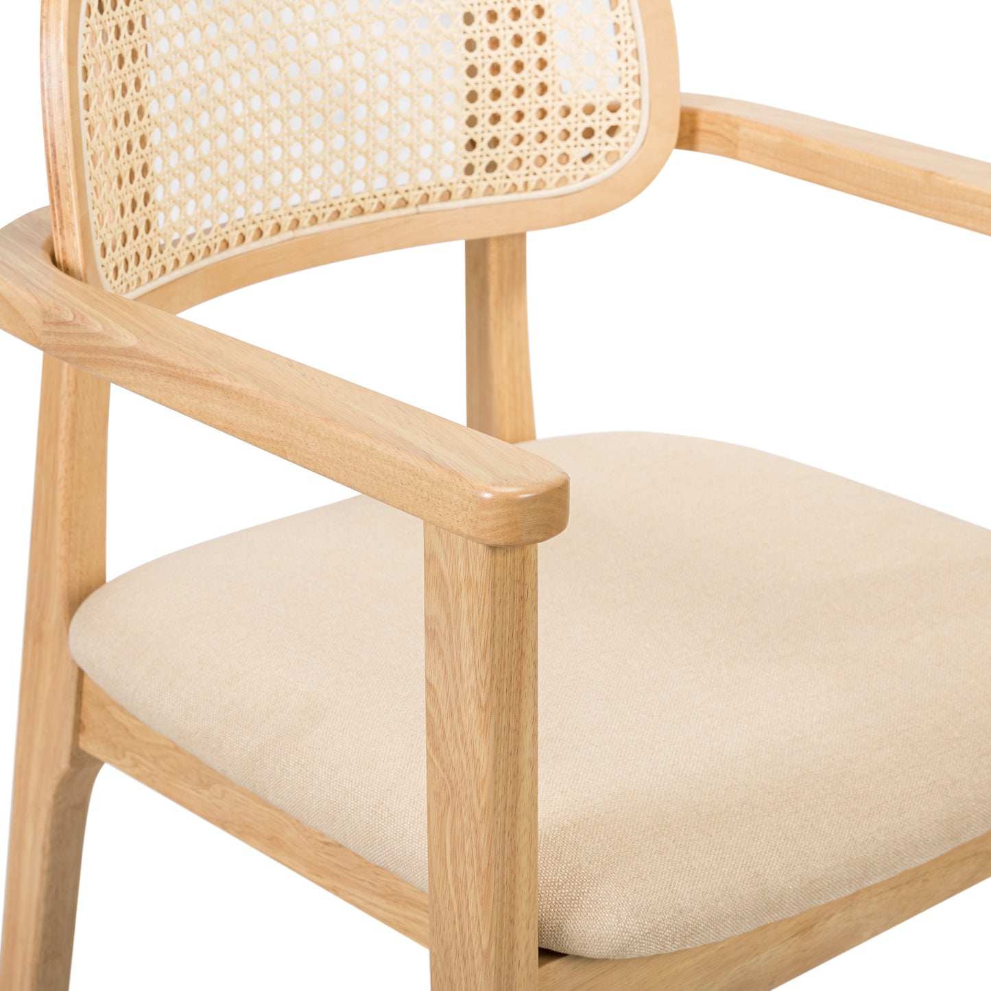 Orrin Modern Dining Chairs, Rattan Weave & Padded Seat with Comfortable Armrests,Set of 2