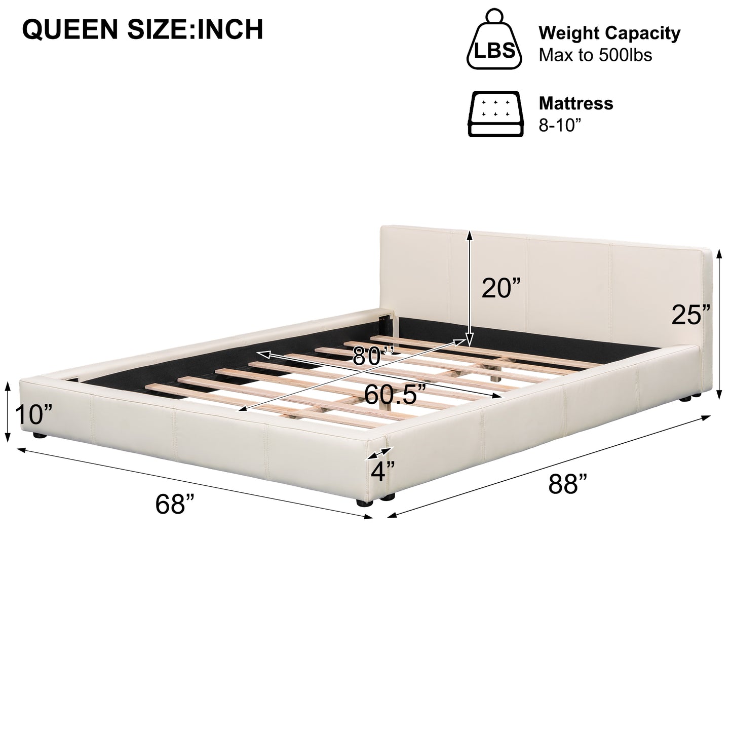 Liras Stylish Beige Upholstered Bed - The Ideal Choice for Your Bedroom