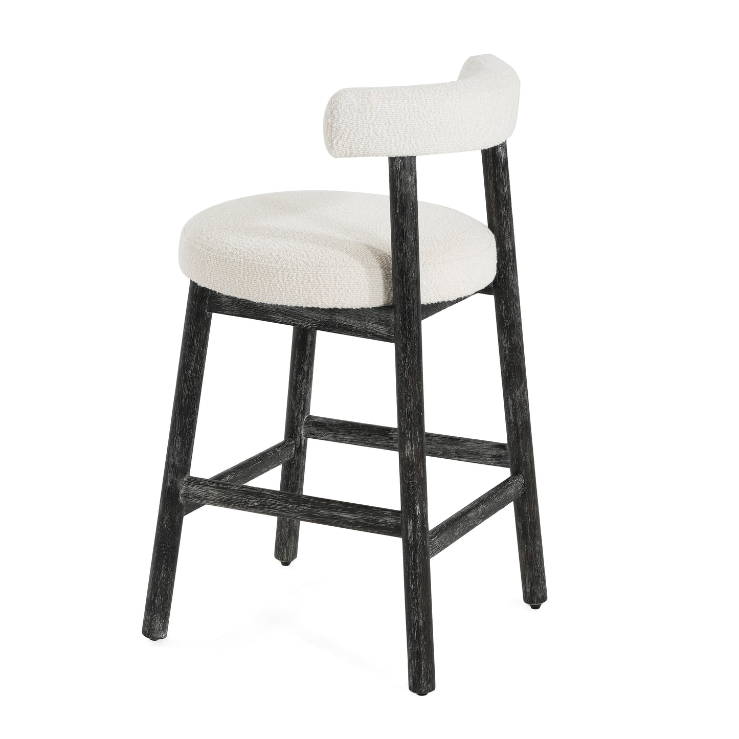 Quiner Modern Rubber Wood & Fabric Bar Stool,Set of 2