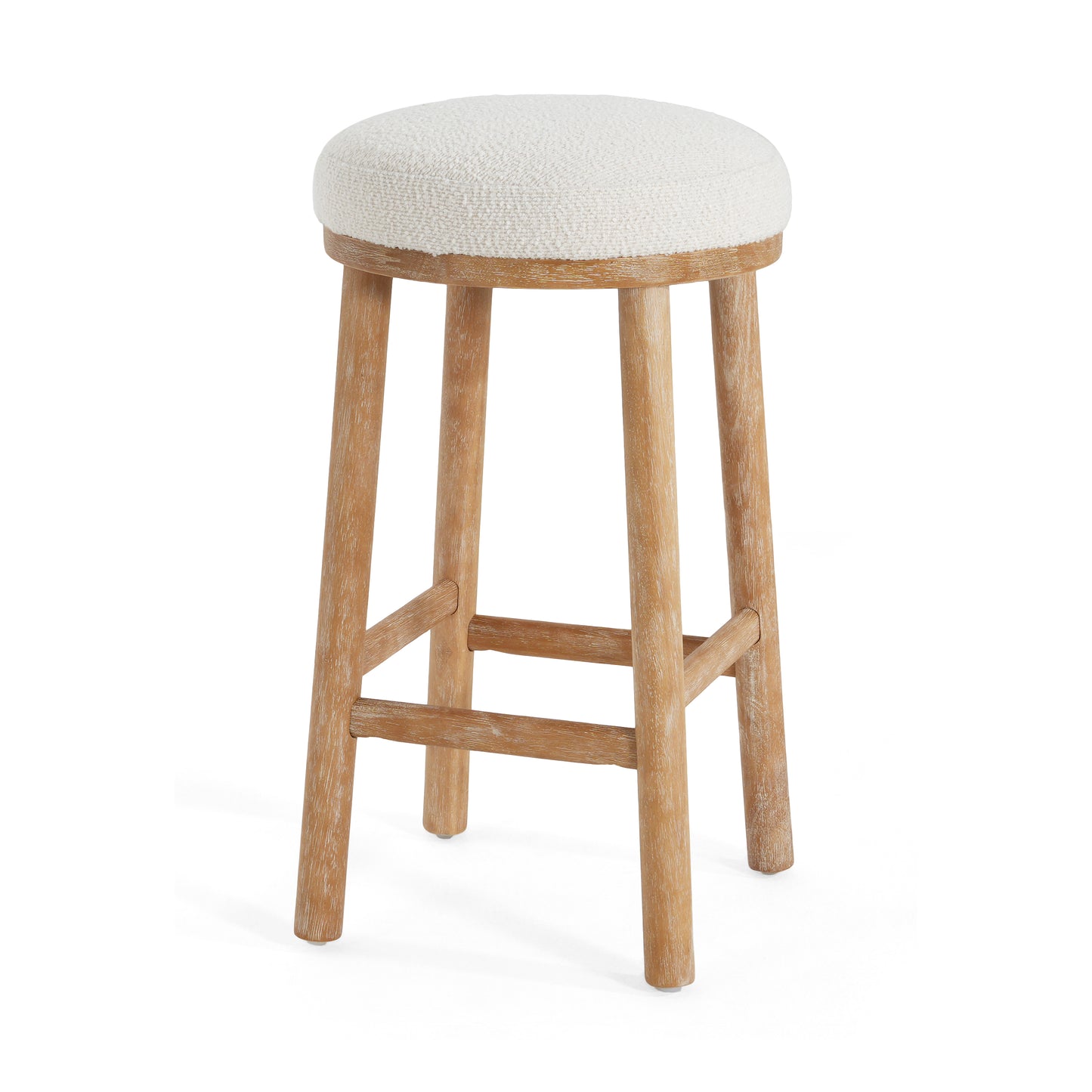 Nierbo Natural Rubber Wood & Fabric Bar Stool,Set of 2
