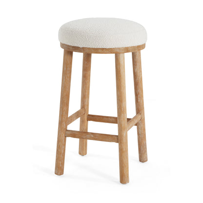 Nierbo Natural Rubber Wood & Fabric Bar Stool,Set of 2