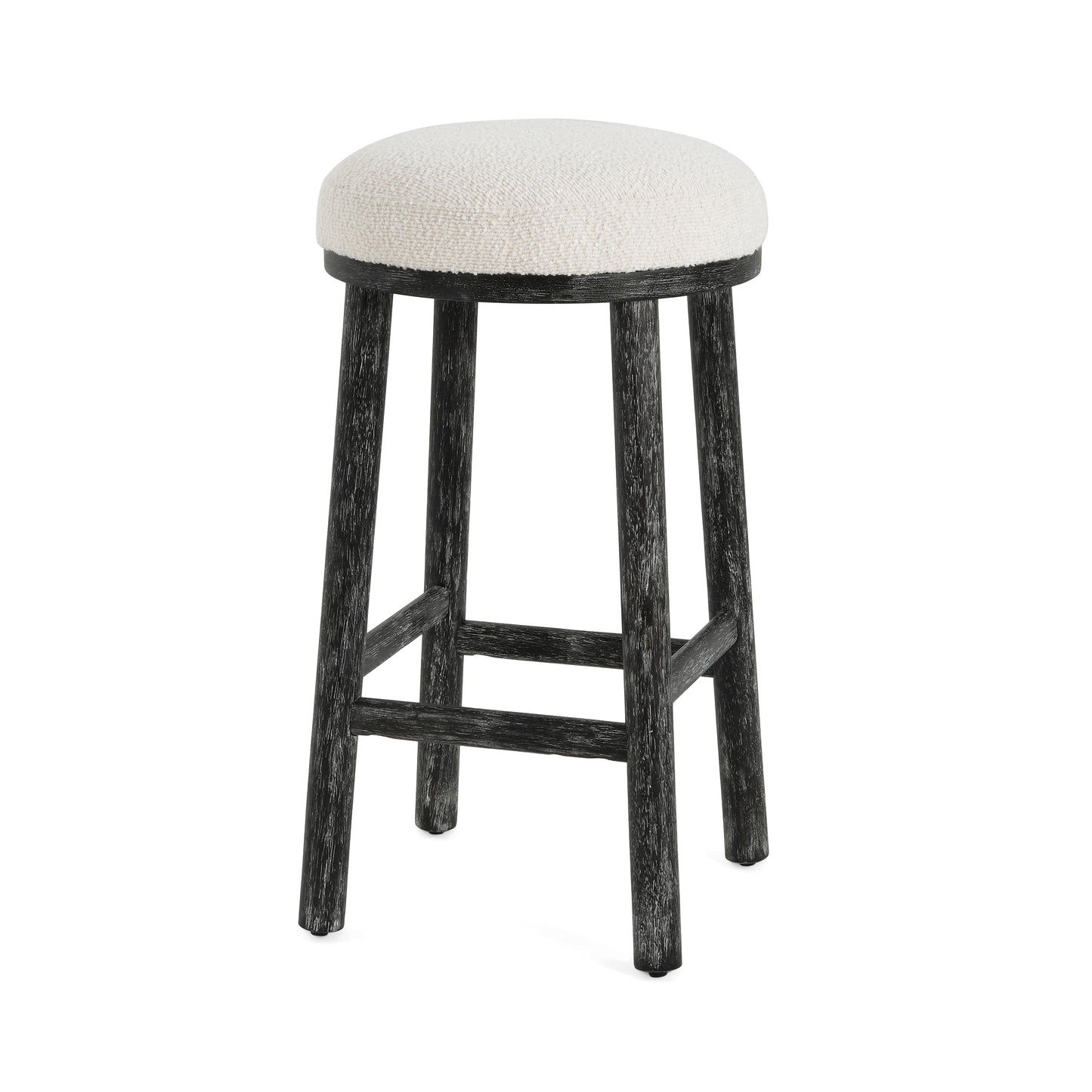 Nierbo Natural Rubber Wood & Fabric Bar Stool,Set of 2