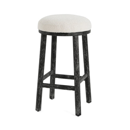 Nierbo Natural Rubber Wood & Fabric Bar Stool,Set of 2