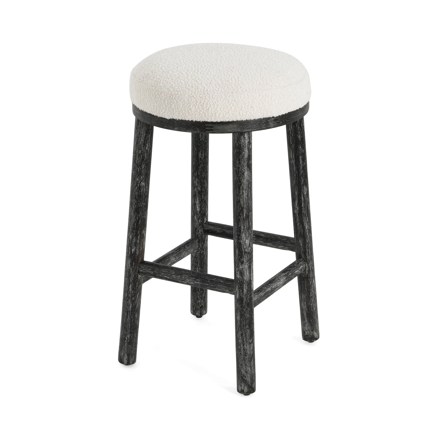 Nierbo Natural Rubber Wood & Fabric Bar Stool,Set of 2