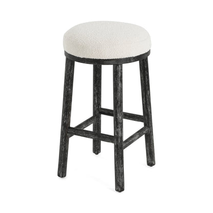 Nierbo Natural Rubber Wood & Fabric Bar Stool,Set of 2