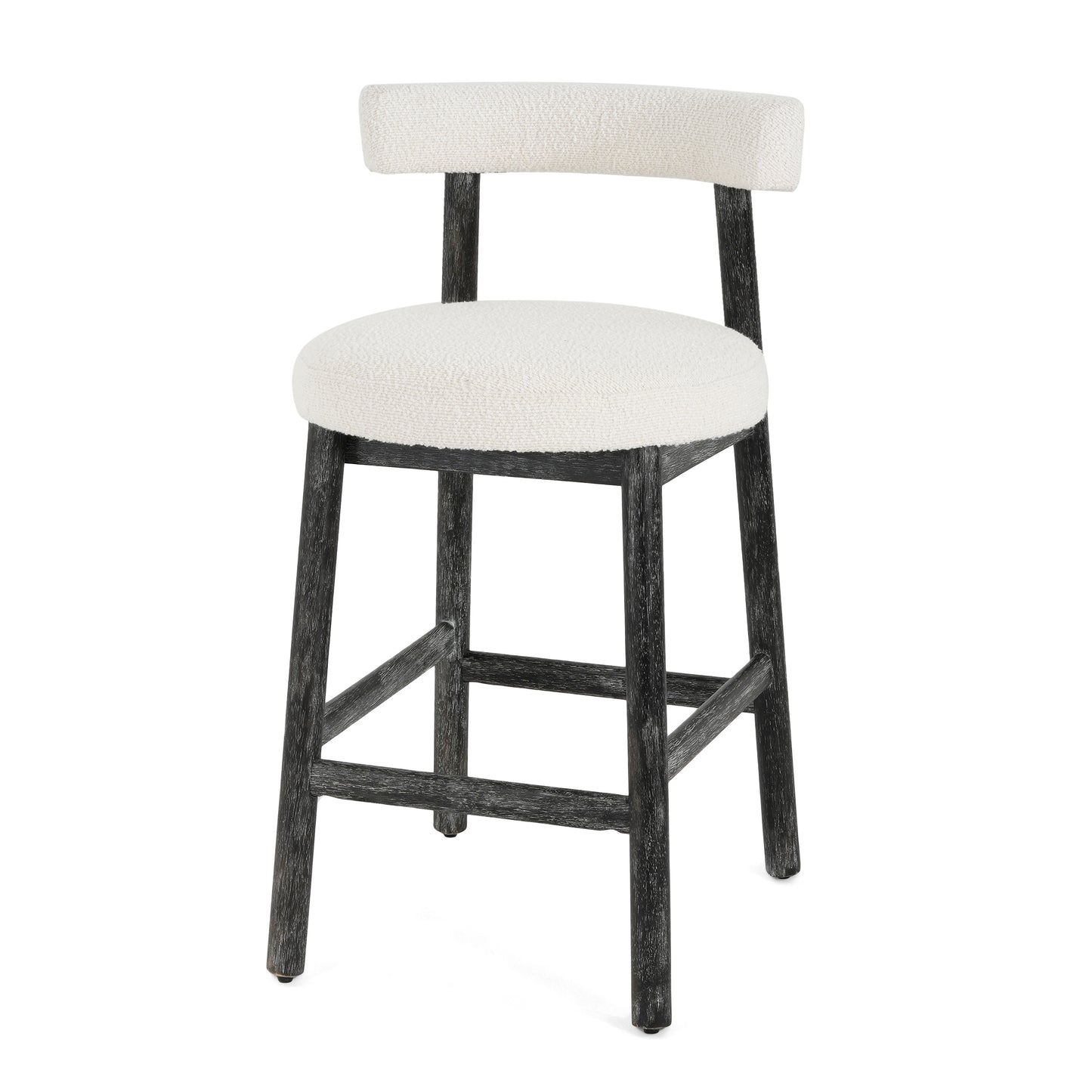 Quiner Modern Rubber Wood & Fabric Bar Stool,Set of 2