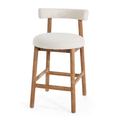 Quiner Modern Rubber Wood & Fabric Bar Stool,Set of 2