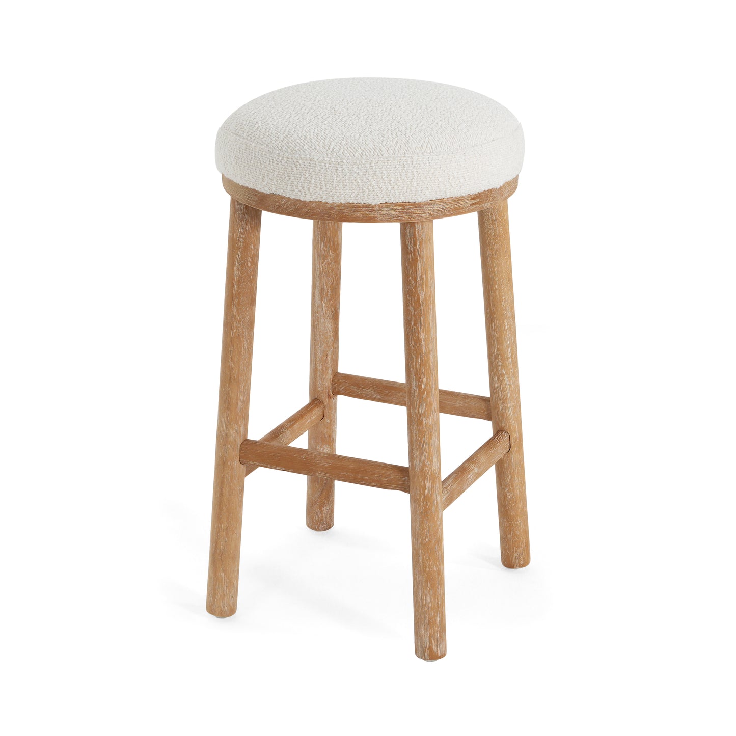Nierbo Natural Rubber Wood & Fabric Bar Stool,Set of 2