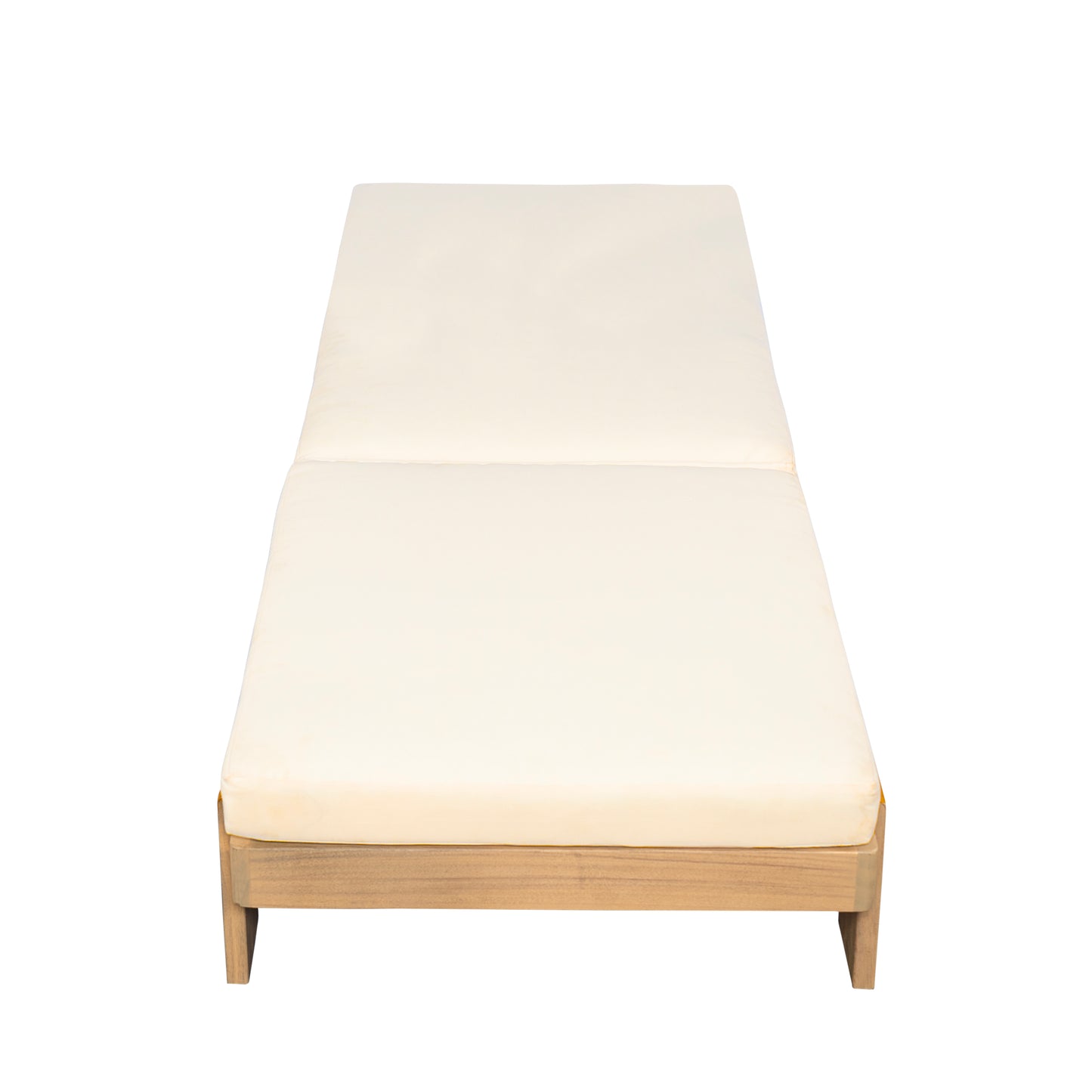 Enchang Outdoor Acacia Wood Chaise Lounge, Teak Frame, with Cushion
