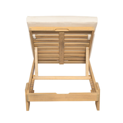 Enchang Outdoor Acacia Wood Chaise Lounge, Teak Frame, with Cushion