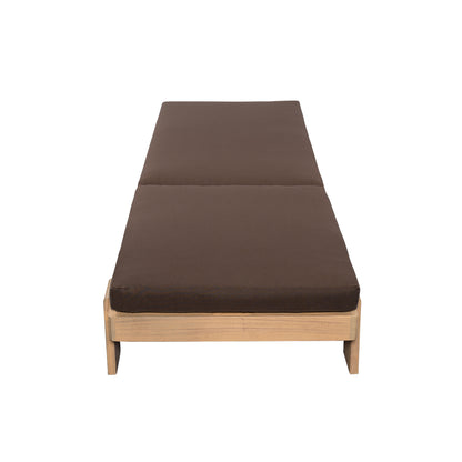 Enchang Outdoor Acacia Wood Chaise Lounge, Teak Frame, with Cushion