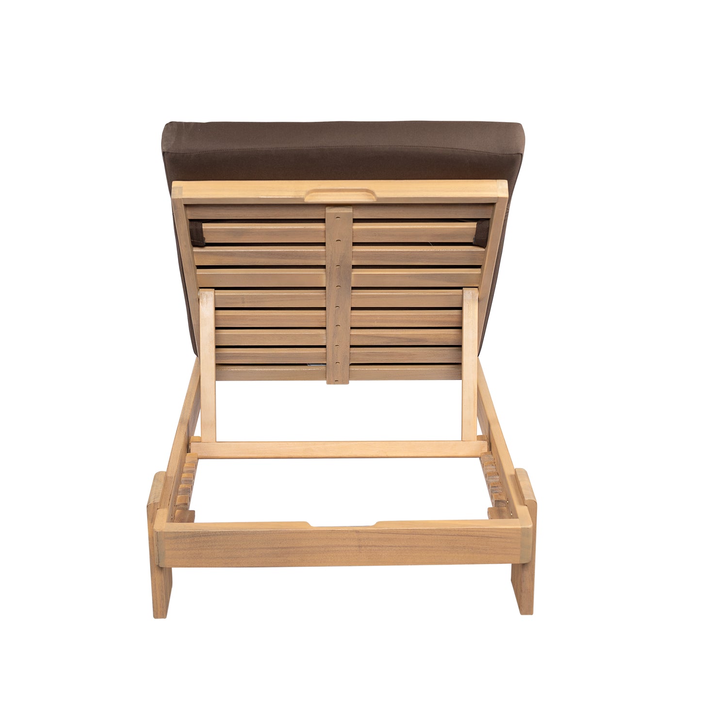 Enchang Outdoor Acacia Wood Chaise Lounge, Teak Frame, with Cushion