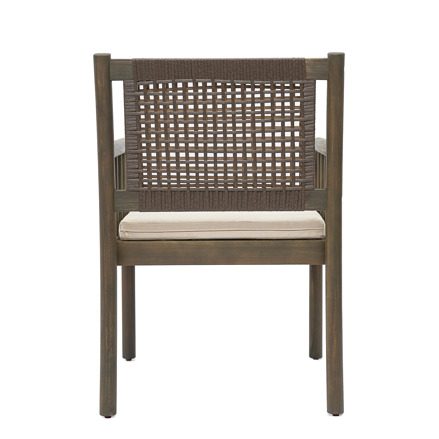 Kiyana Porto Outdoor Dining Chair Set of 2, Acacia Wood and PE Rattan Frame, Waterproof Fabric Cushions, Modern Patio Dining Armchairs