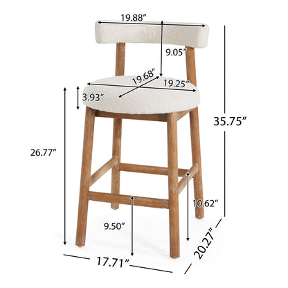 Quiner Modern Rubber Wood & Fabric Bar Stool,Set of 2