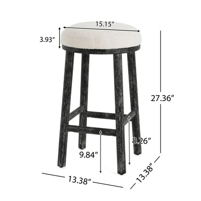 Nierbo Natural Rubber Wood & Fabric Bar Stool,Set of 2