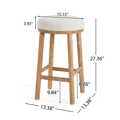 Nierbo Natural Rubber Wood & Fabric Bar Stool,Set of 2