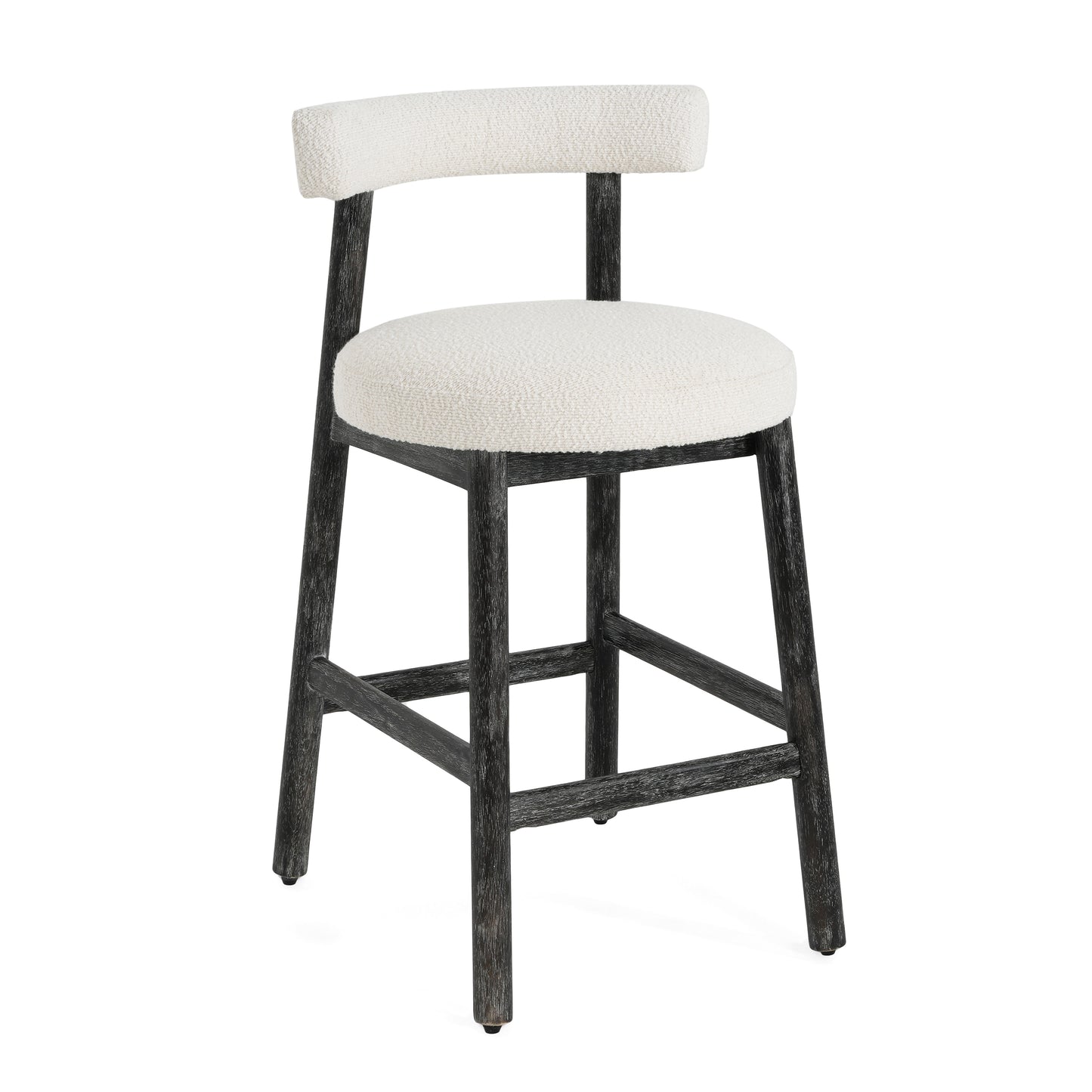 Quiner Modern Rubber Wood & Fabric Bar Stool,Set of 2