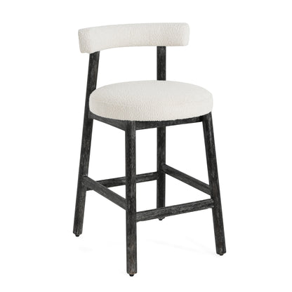 Quiner Modern Rubber Wood & Fabric Bar Stool,Set of 2