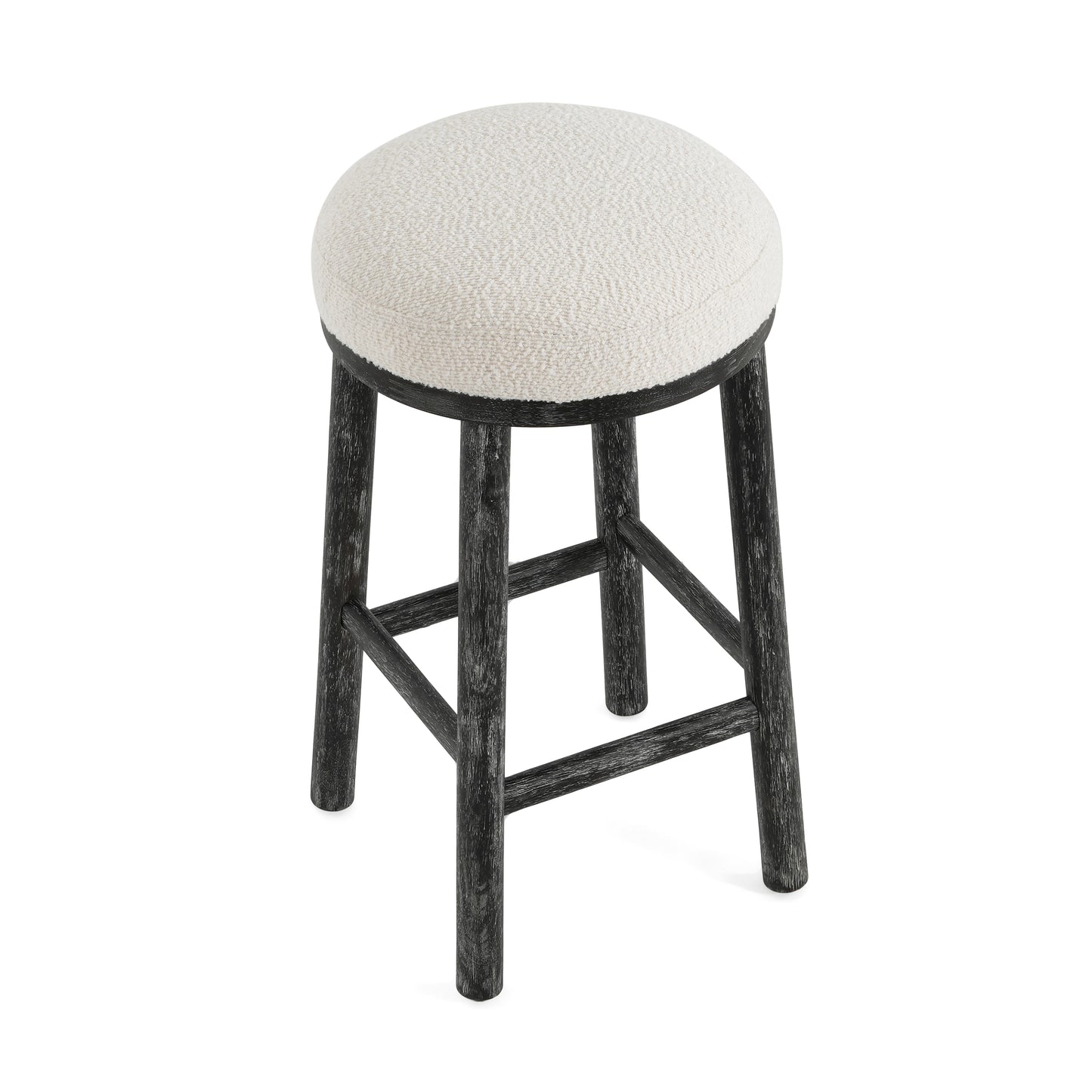 Nierbo Natural Rubber Wood & Fabric Bar Stool,Set of 2