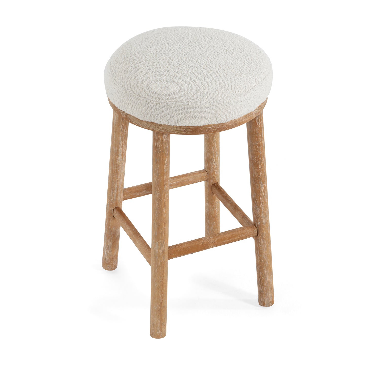 Nierbo Natural Rubber Wood & Fabric Bar Stool,Set of 2