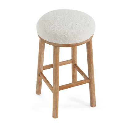Nierbo Natural Rubber Wood & Fabric Bar Stool,Set of 2