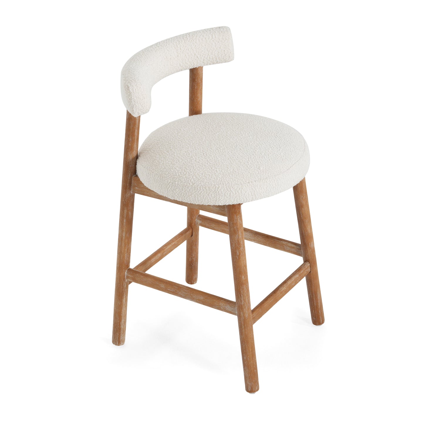 Quiner Modern Rubber Wood & Fabric Bar Stool,Set of 2