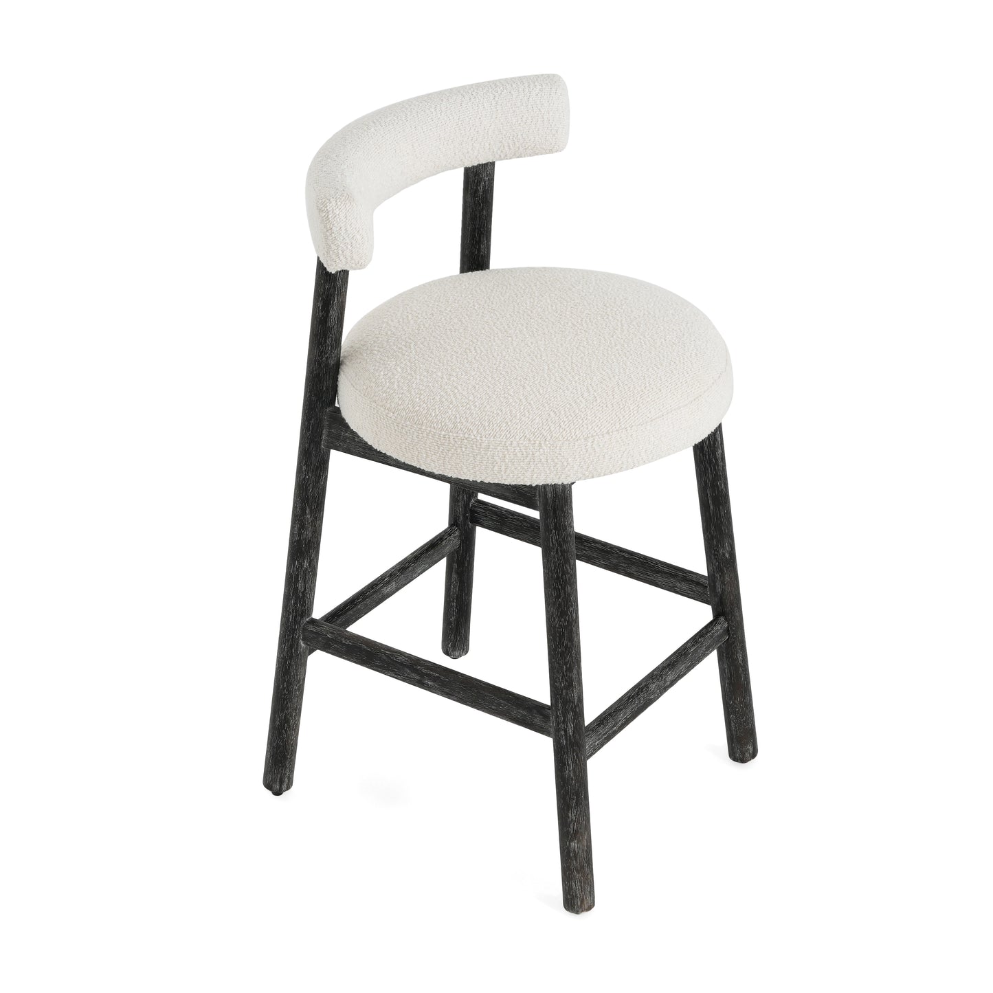 Quiner Modern Rubber Wood & Fabric Bar Stool,Set of 2