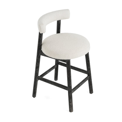 Quiner Modern Rubber Wood & Fabric Bar Stool,Set of 2