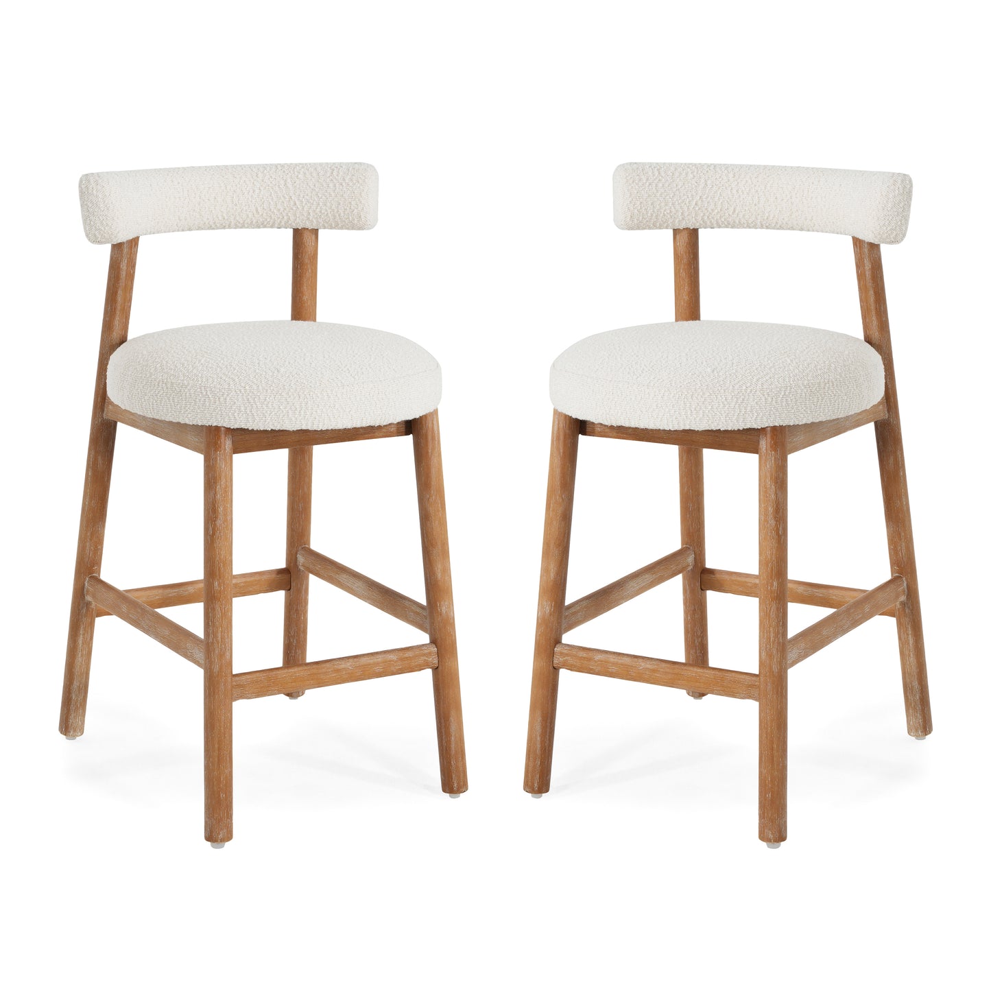 Quiner Modern Rubber Wood & Fabric Bar Stool,Set of 2