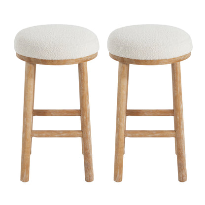 Nierbo Natural Rubber Wood & Fabric Bar Stool,Set of 2