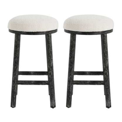 Nierbo Natural Rubber Wood & Fabric Bar Stool,Set of 2