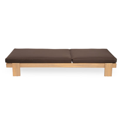Enchang Outdoor Acacia Wood Chaise Lounge, Teak Frame, with Cushion